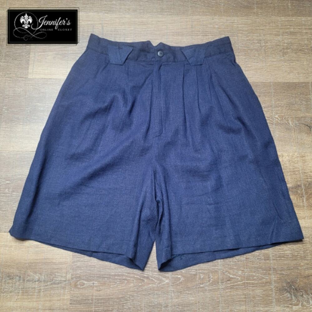Fundamental Things Women's Petite Vintage Navy Blue Linen Rayon Shorts Size 12
